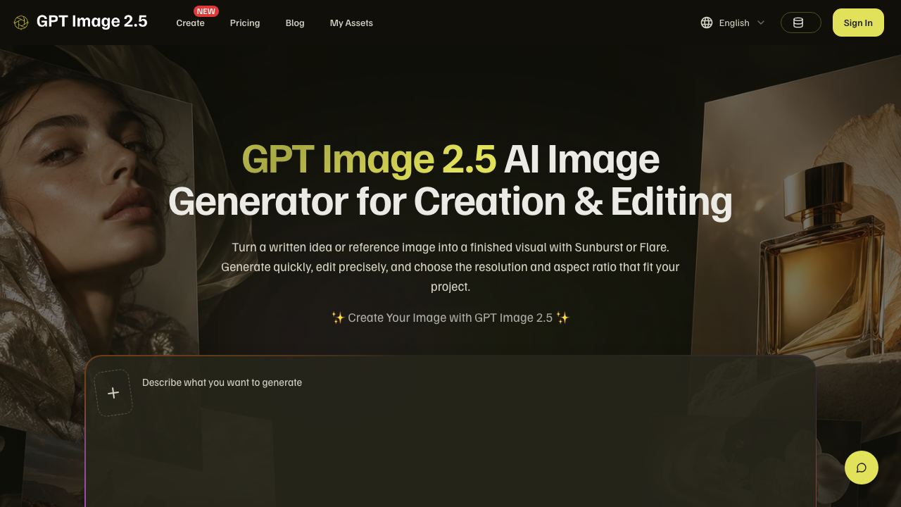 Gpt Image 2.5 - biz 网站截图