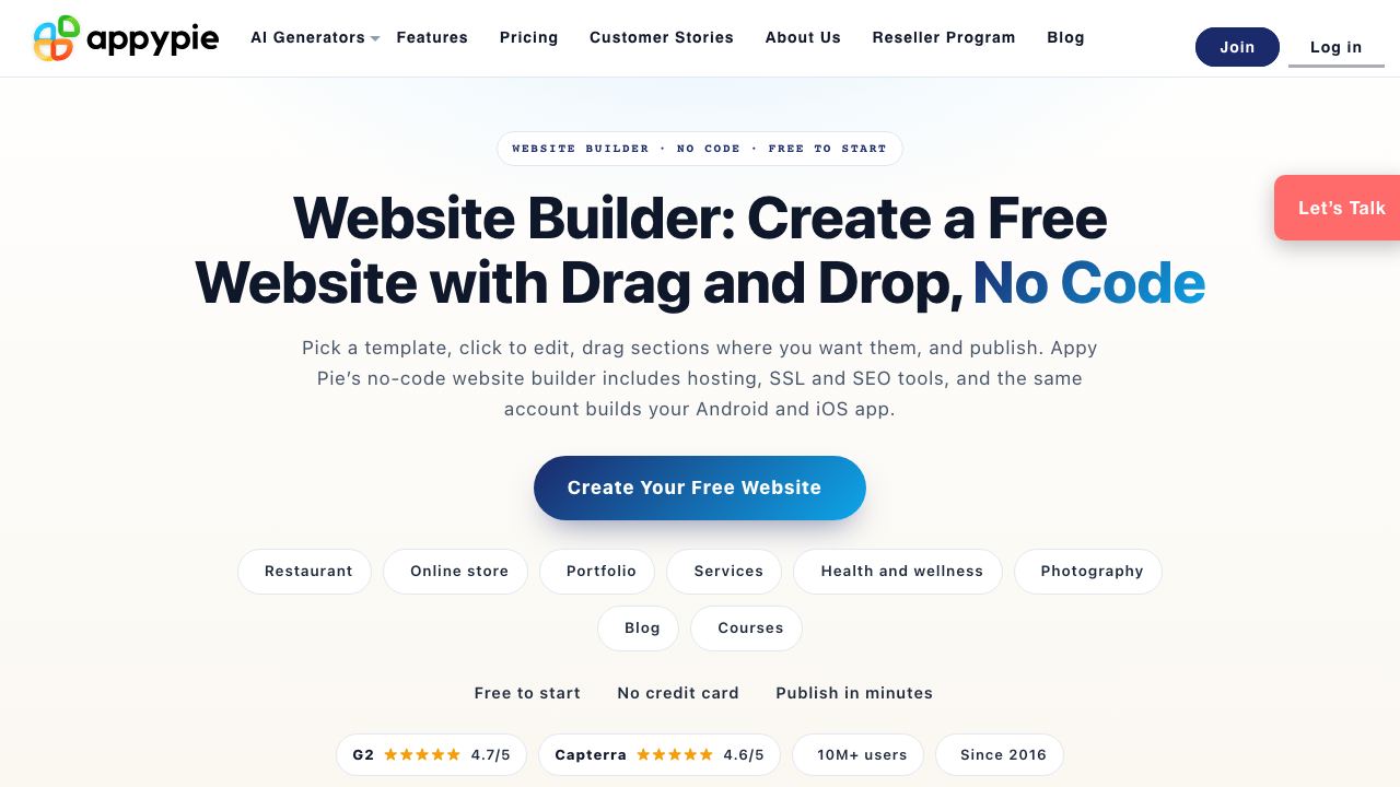 Appypie website screenshot