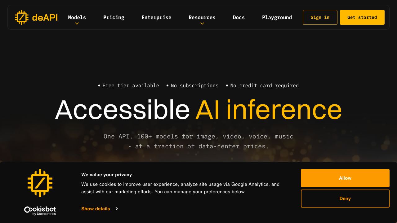 deAPI website screenshot