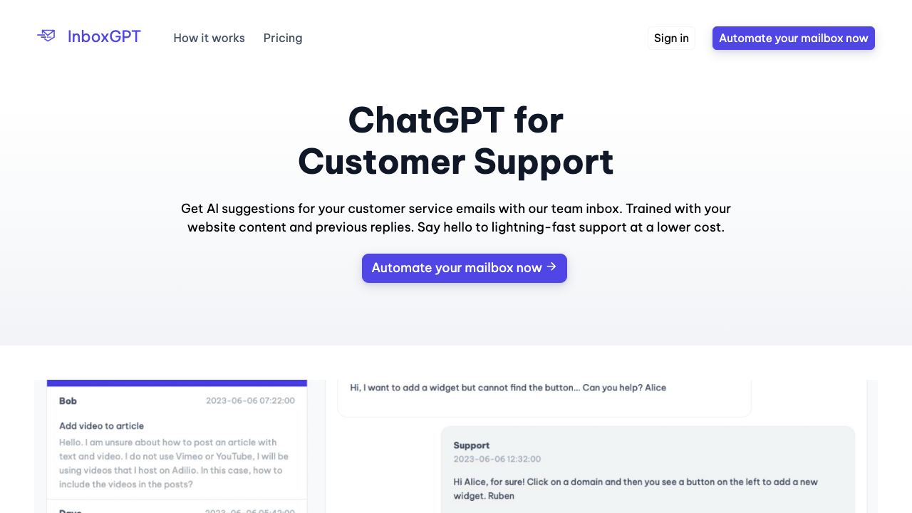 InboxGPT 网站截图