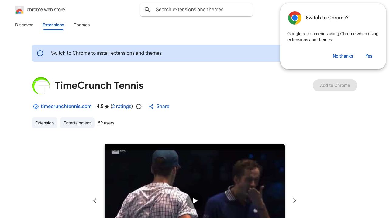 Servomancer Tennis Browser Extension 网站截图