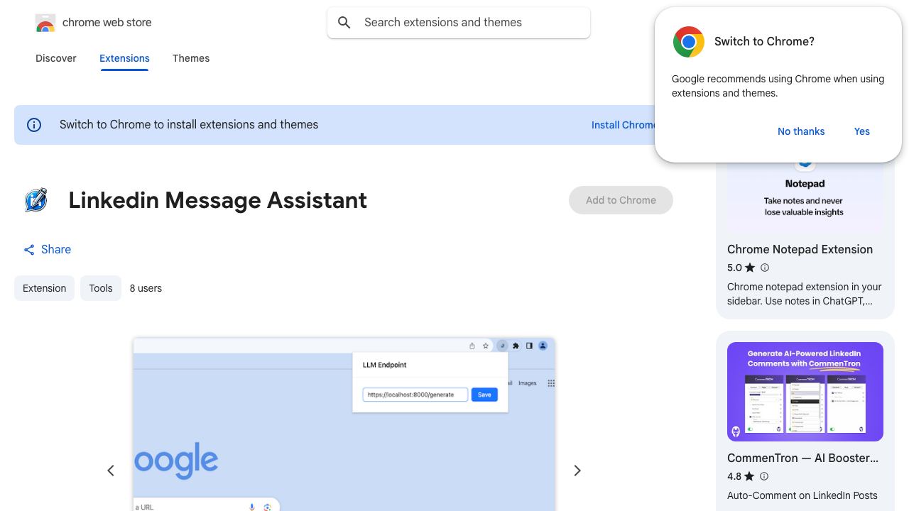 Linkedin Message Assistant 网站截图