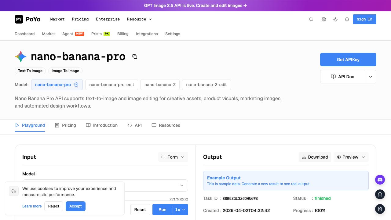 Nano Banana Pro API 网站截图