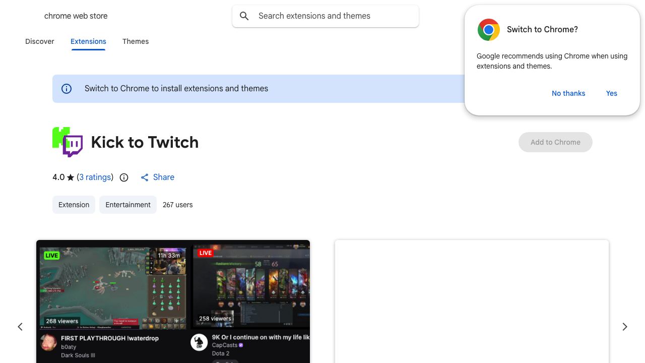 Kick to Twitch 网站截图