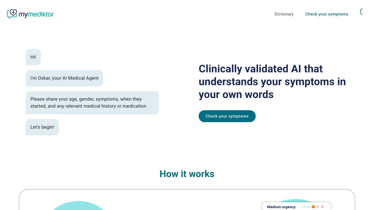 Mediktor website screenshot