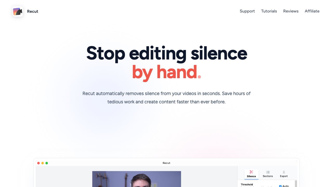 Recut website screenshot