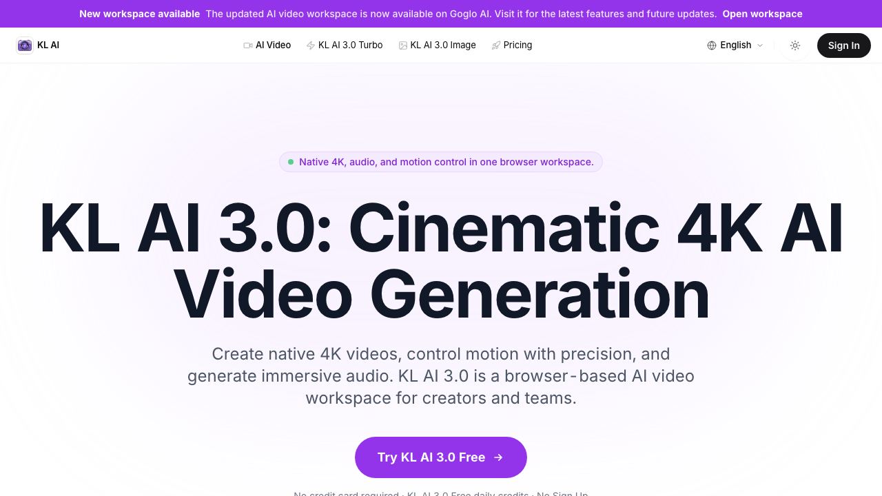 Kling 3.0 AI 网站截图