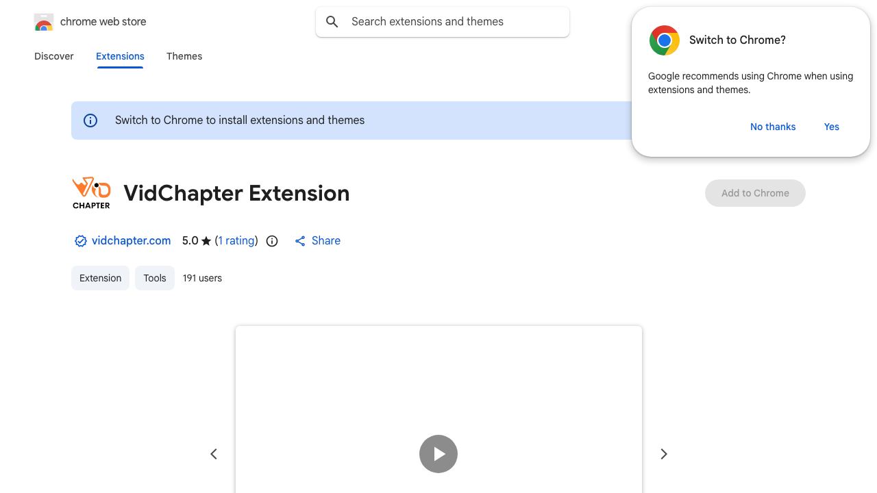 VidChapter Extension website screenshot
