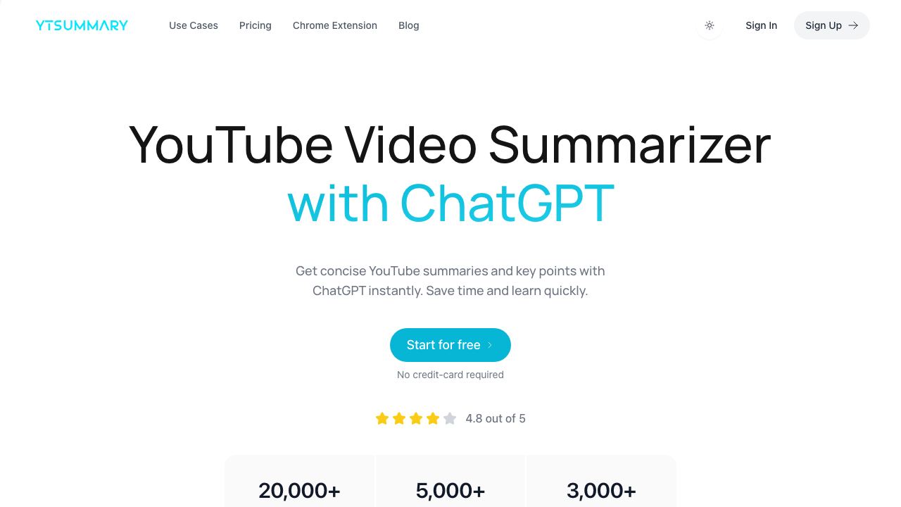 YTSummary 网站截图