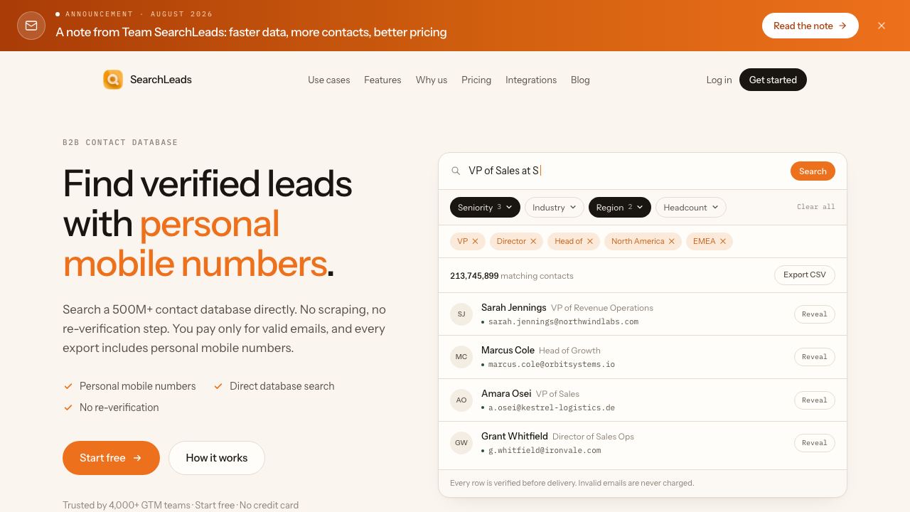 Searchleads 网站截图