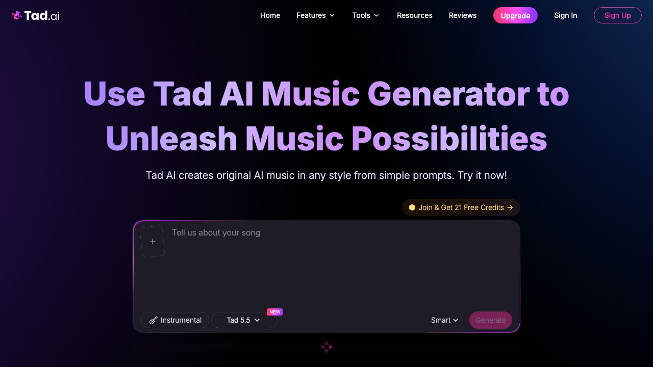Tad AI 网站截图