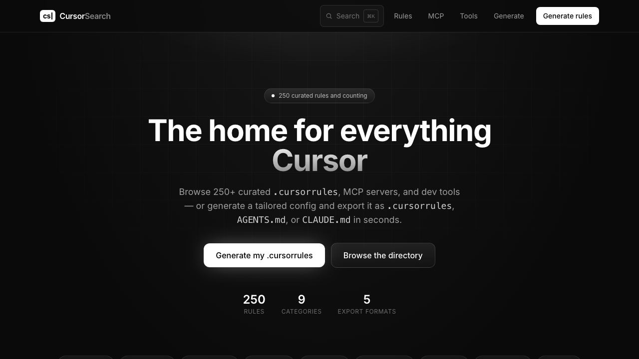 Cursor Search 网站截图