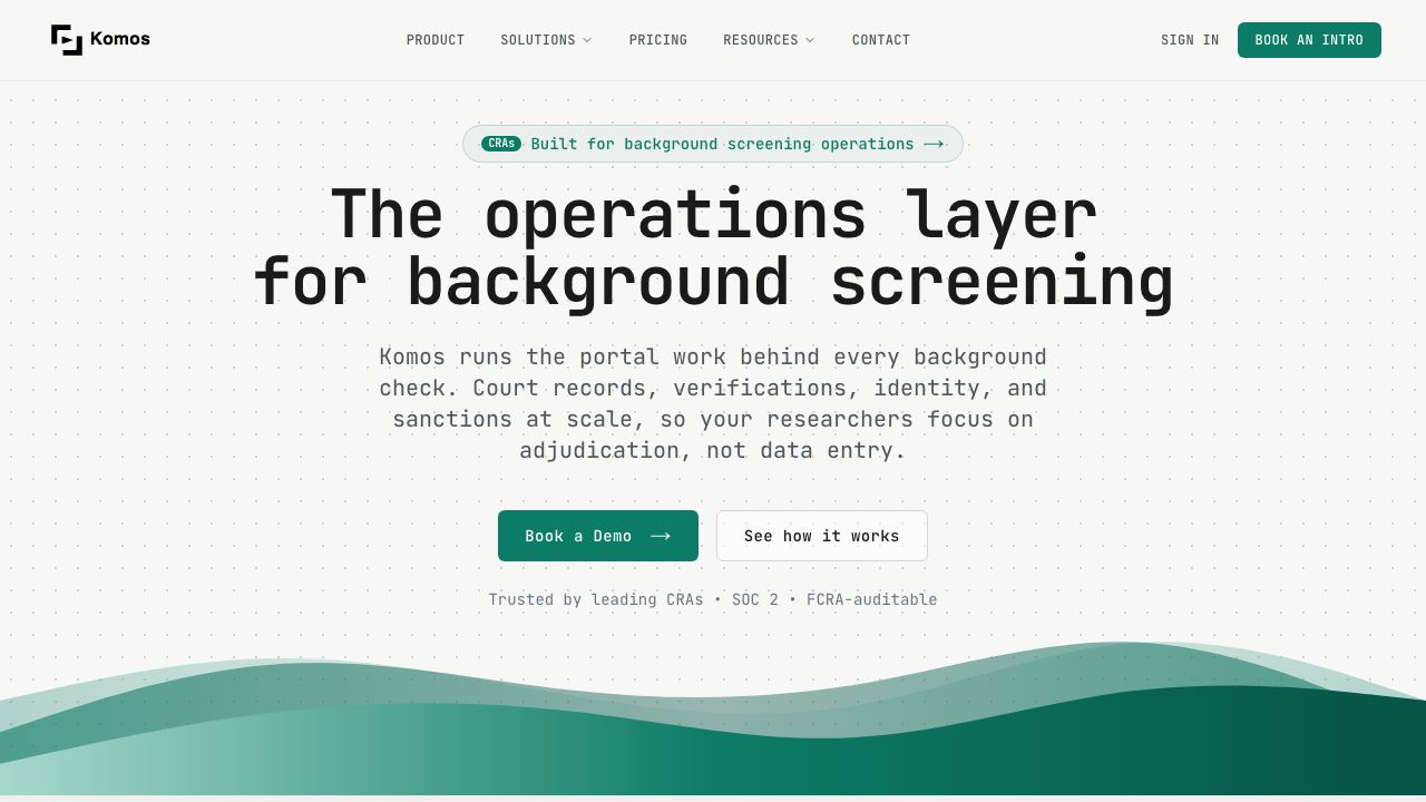 Komos AI website screenshot
