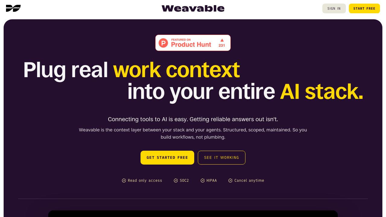 Weavable website screenshot