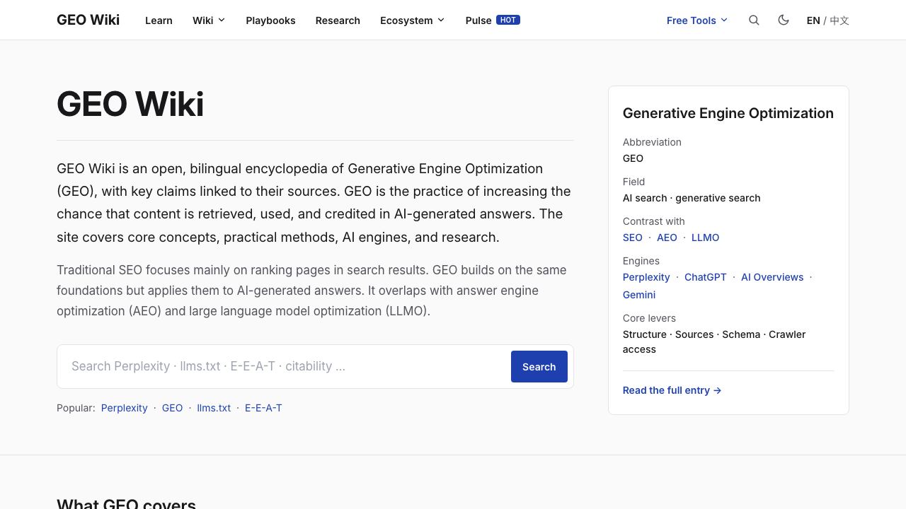 GEO Wiki website screenshot