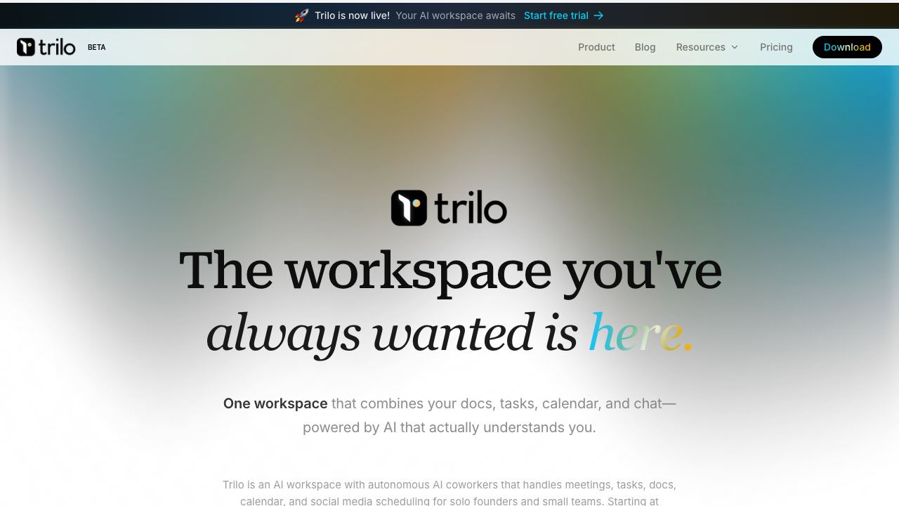 Trilo website screenshot