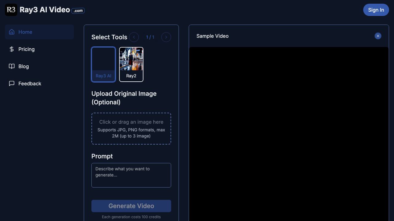 Ray 3 AI Video website screenshot