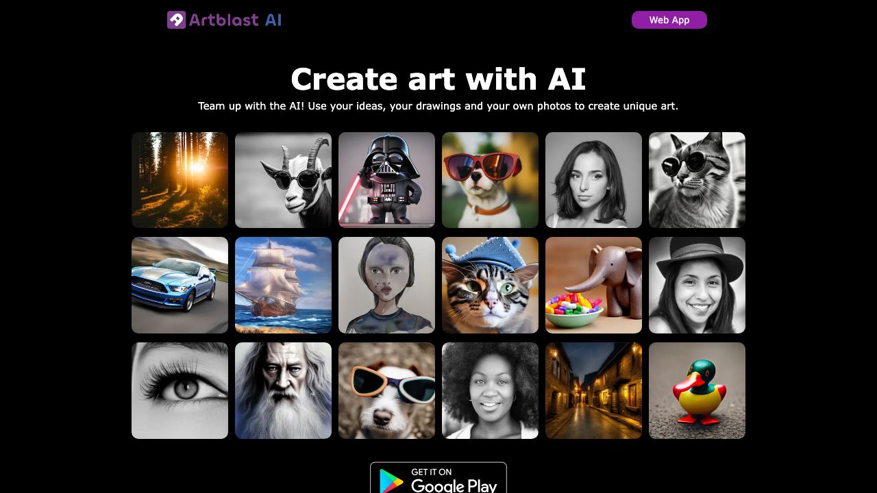 ArtblastAI 网站截图