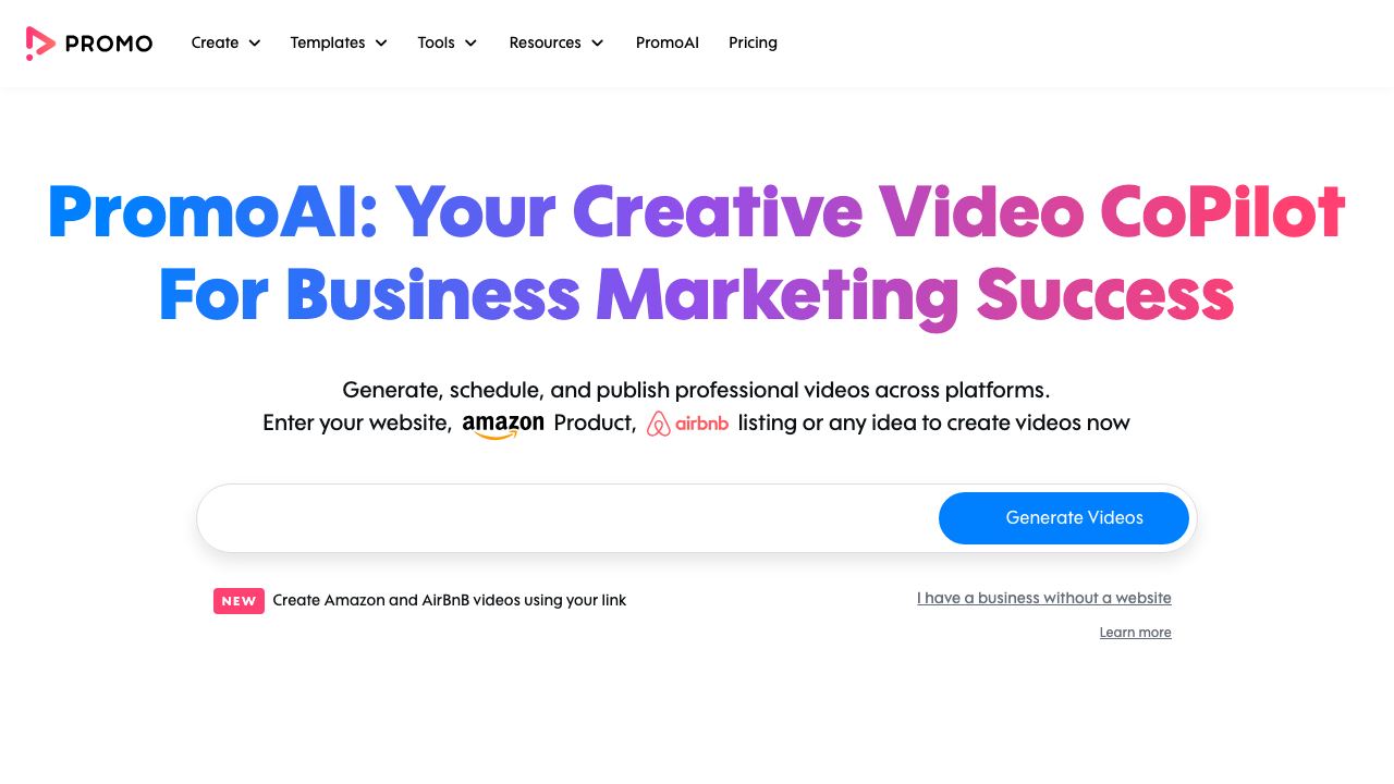 Promo AI Video Maker 网站截图