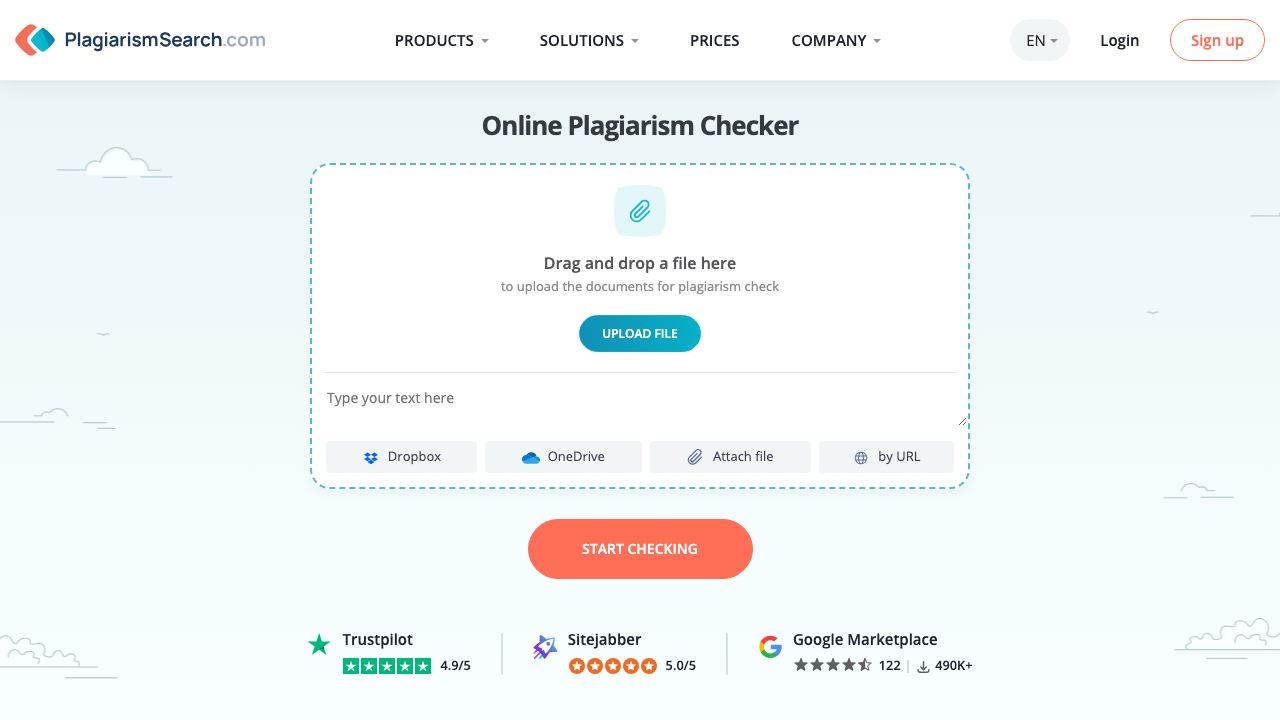 Plagiarismsearch.com 网站截图