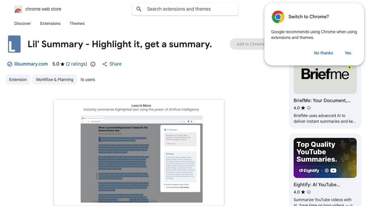 Lil' Summary - Highlight it, get a summary. 网站截图