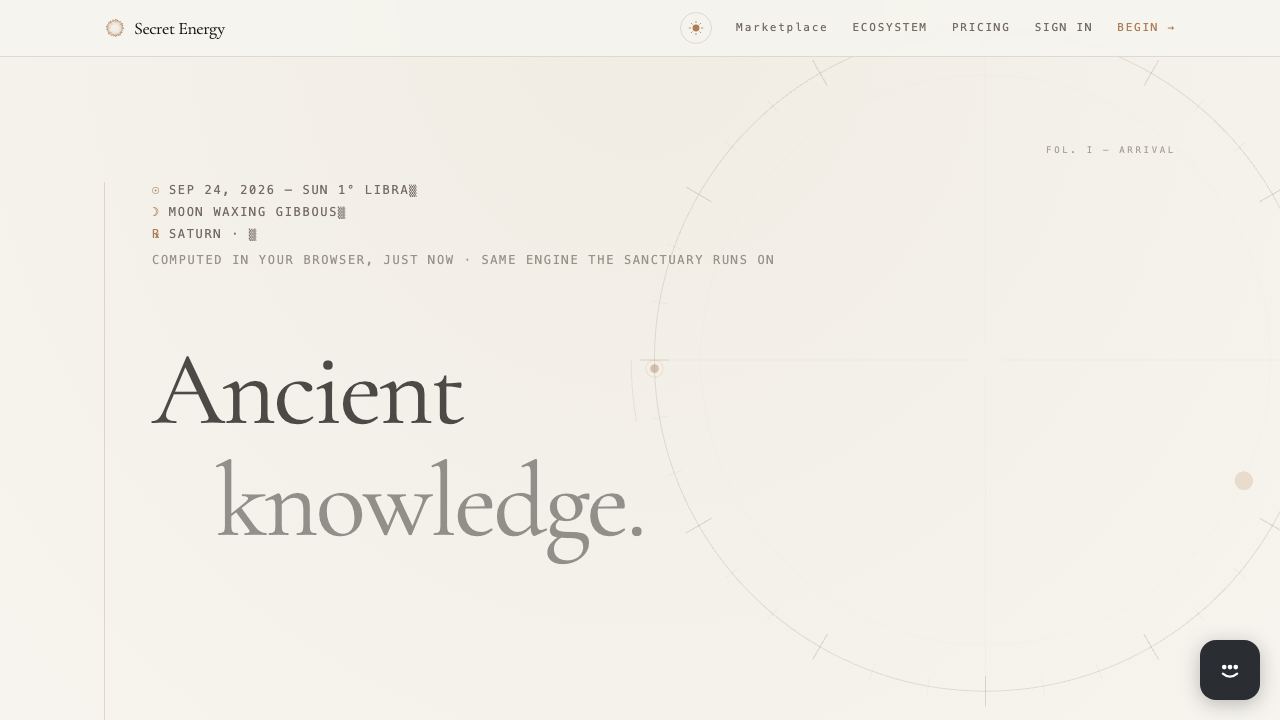 Secret Energy website screenshot