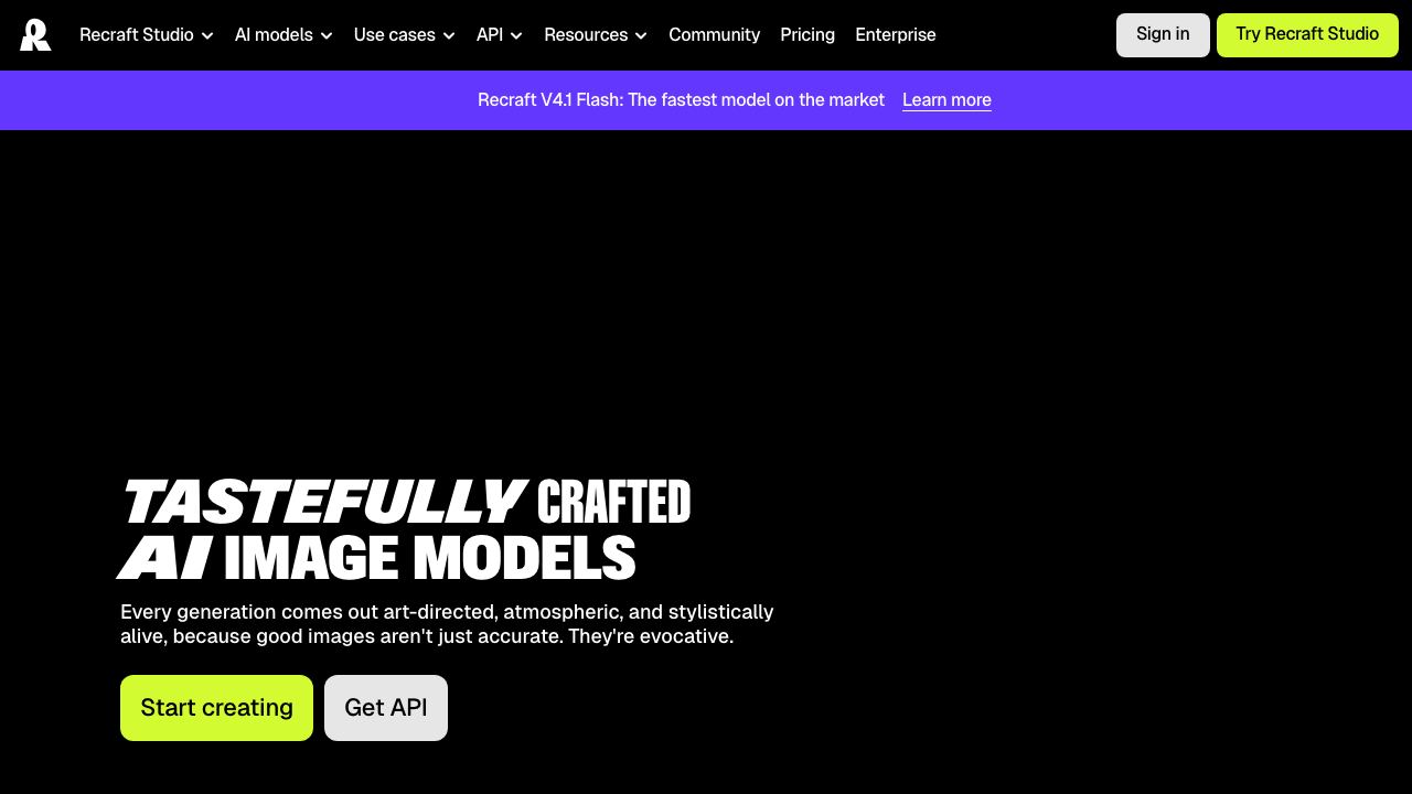 Recraft website screenshot