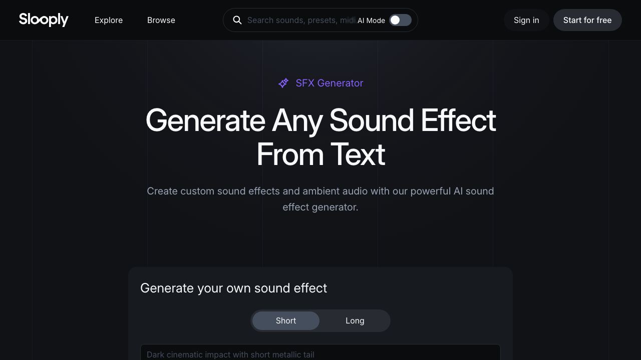 SFX Generator - Generate Any Sound Effect From Text 网站截图
