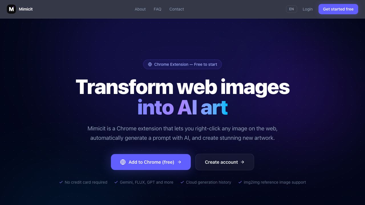 Manic with Image prompter website screenshot