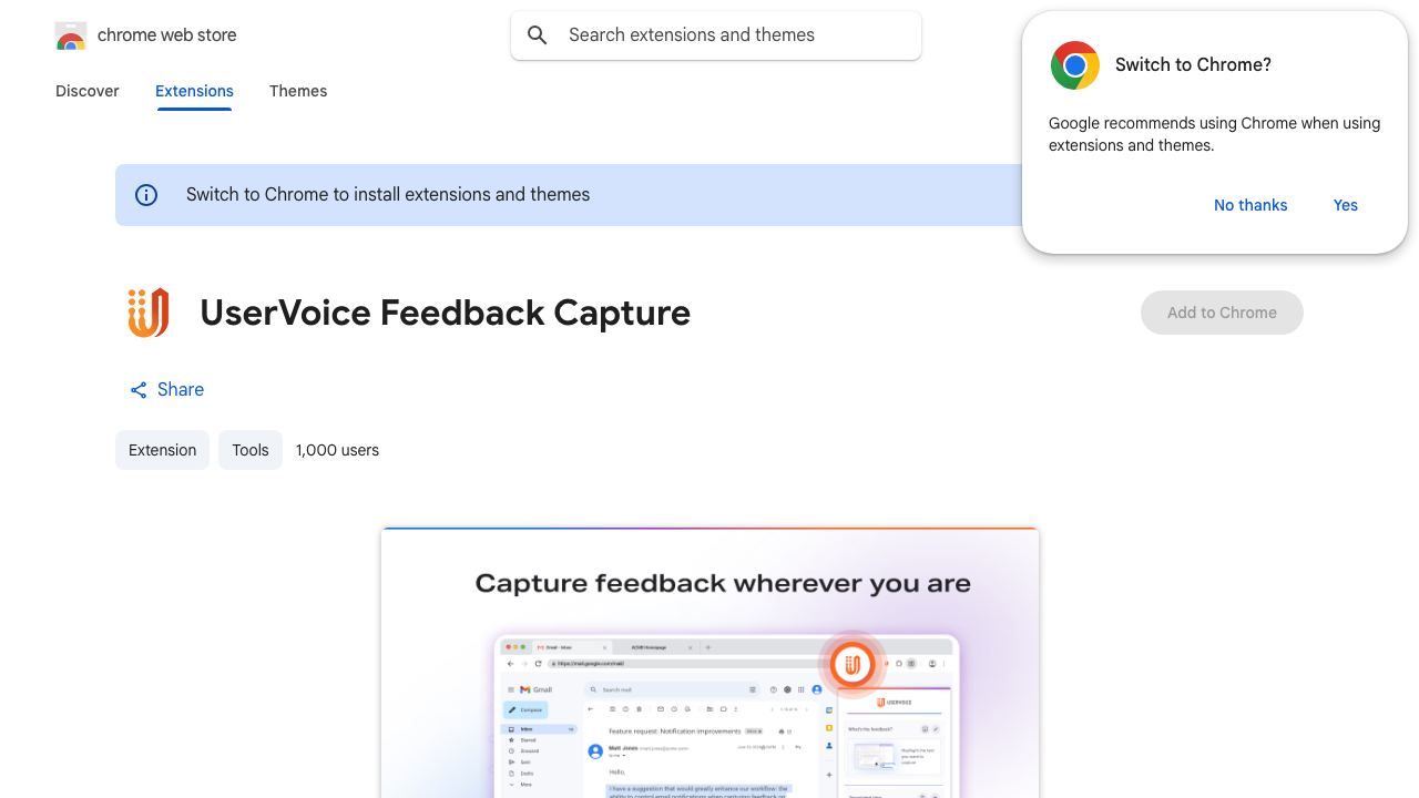UserVoice Feedback Capture 网站截图
