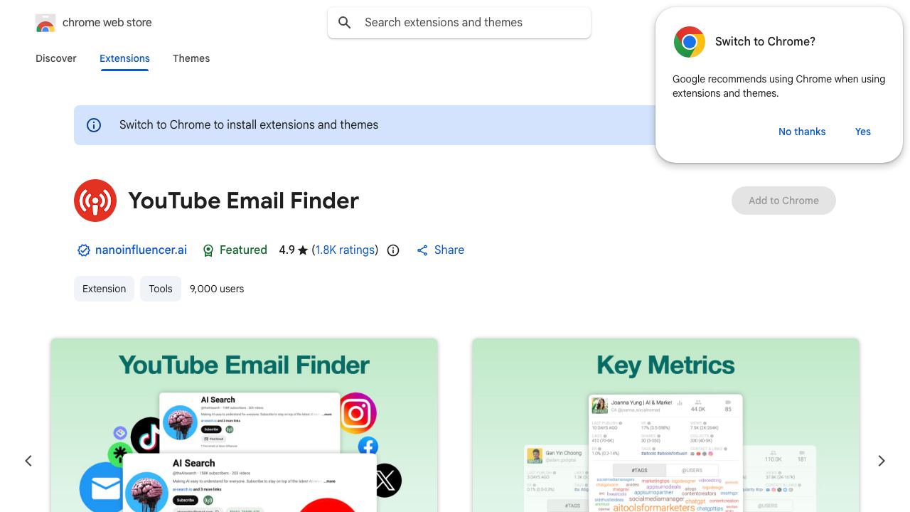 YouTube Email Finder 网站截图