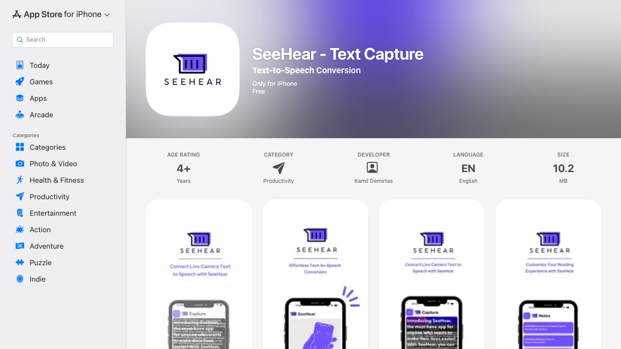 SeeHear - Text Capture 网站截图