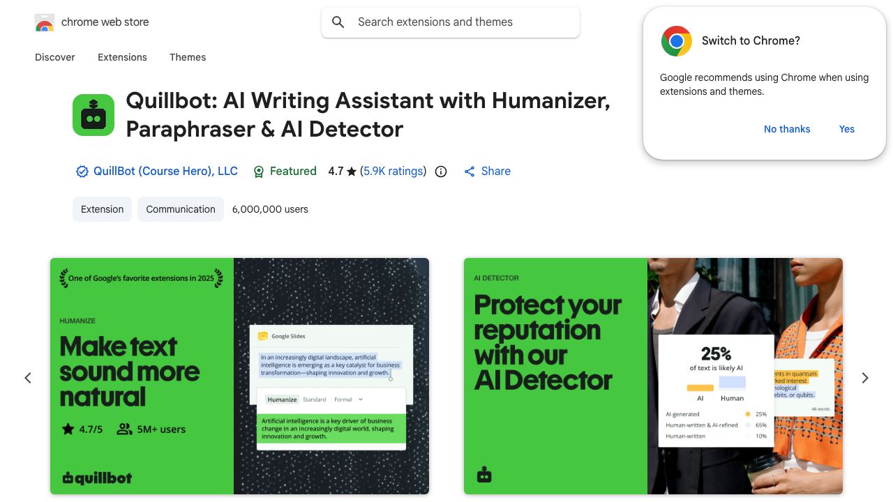QuillBot: AI Writing and Grammar Checker Tool website screenshot