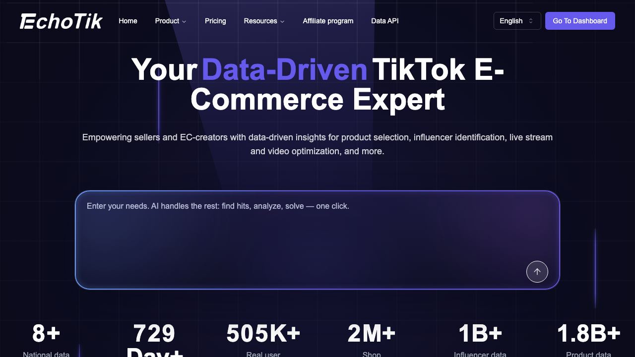 EchoTik.live website screenshot