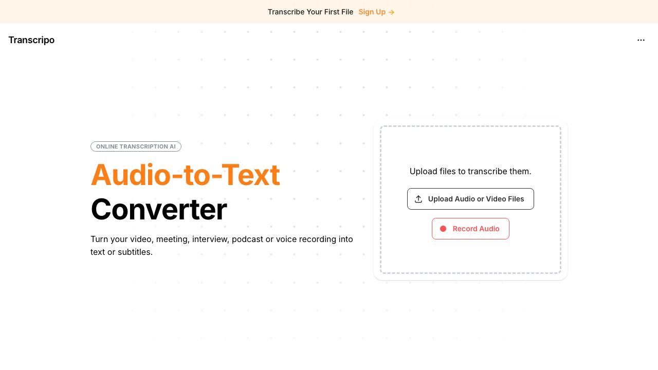 Transcripo website screenshot