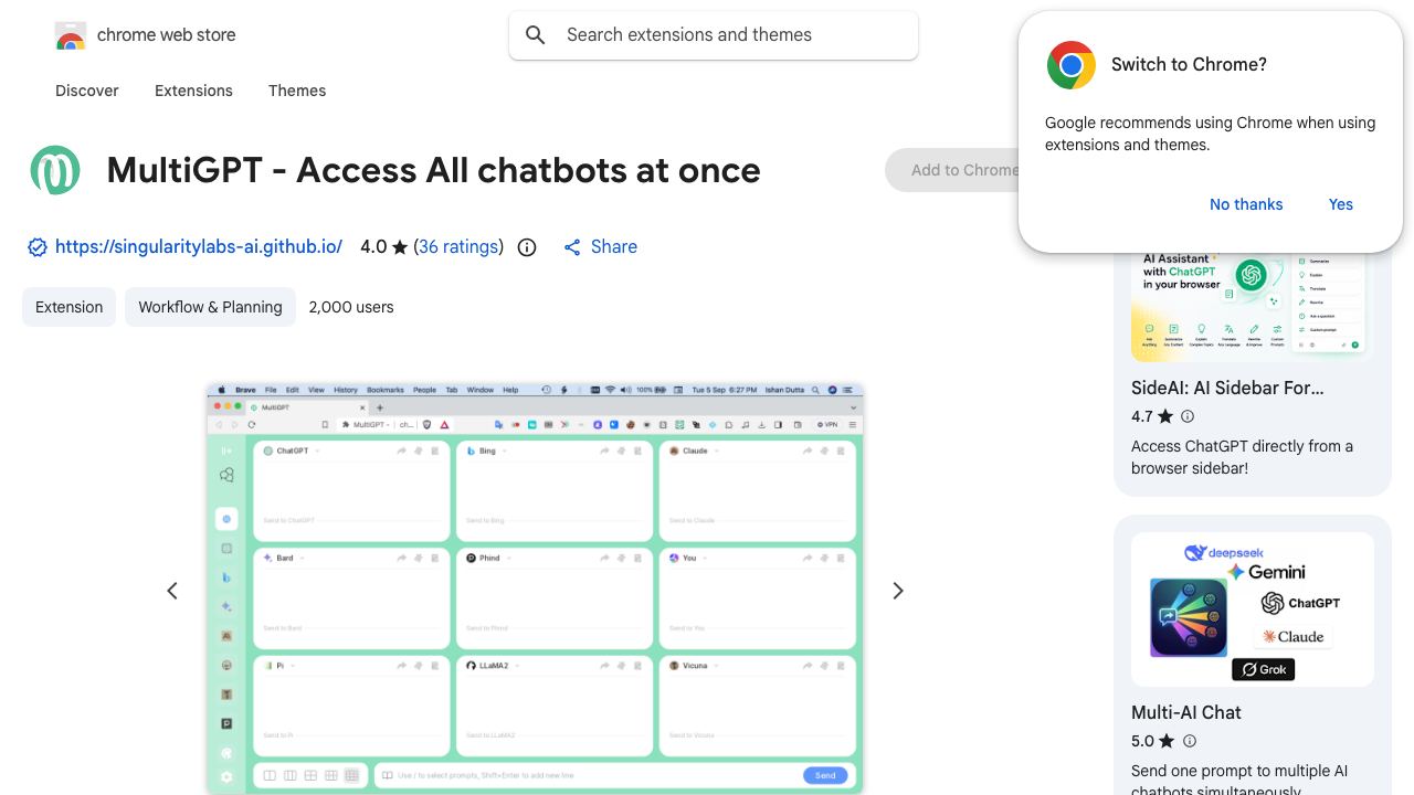 MultiGPT - Access All chatbots at once 网站截图