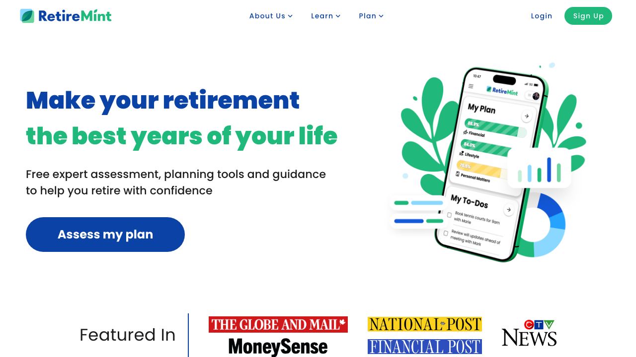 RetireMint 网站截图