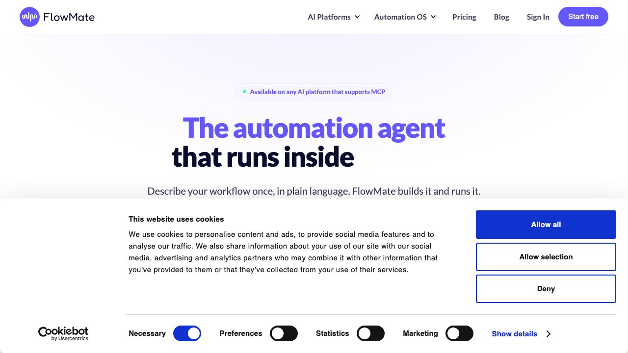 FlowMate website screenshot