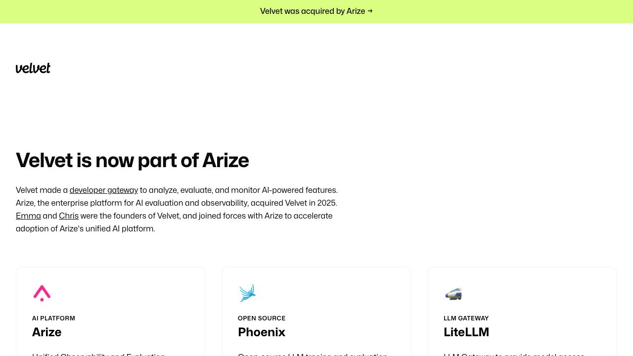 Velvet website screenshot