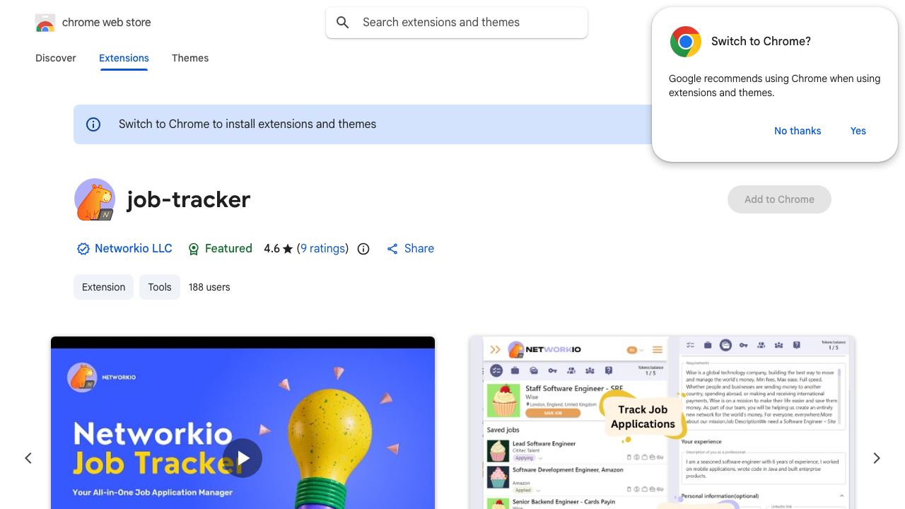 Networkio - Free Job Search & Network Tracker 网站截图