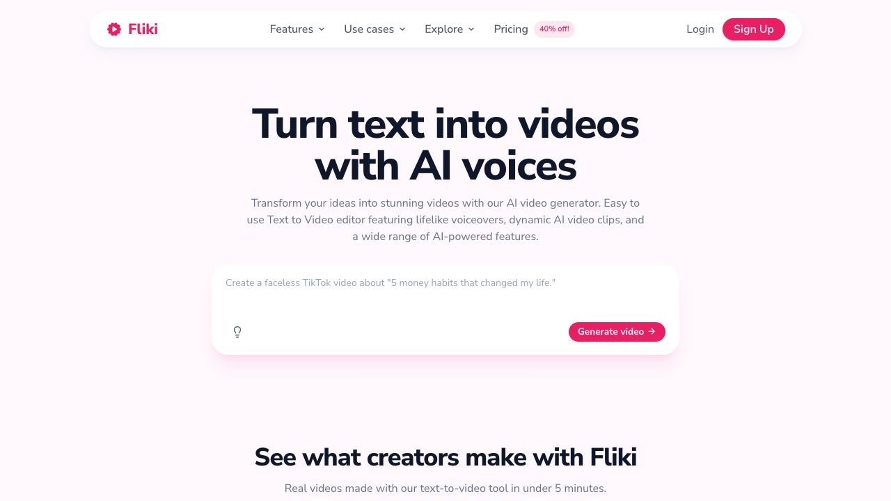Fliki website screenshot