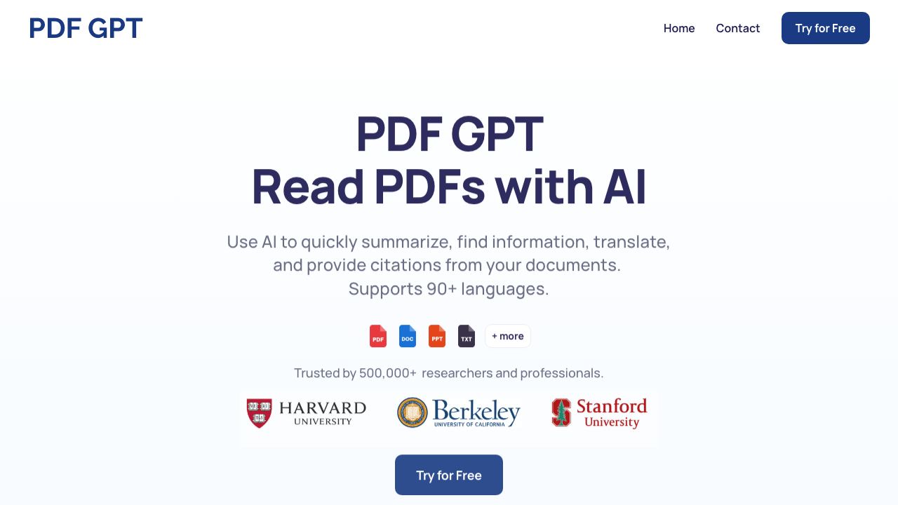 PDF GPT 网站截图