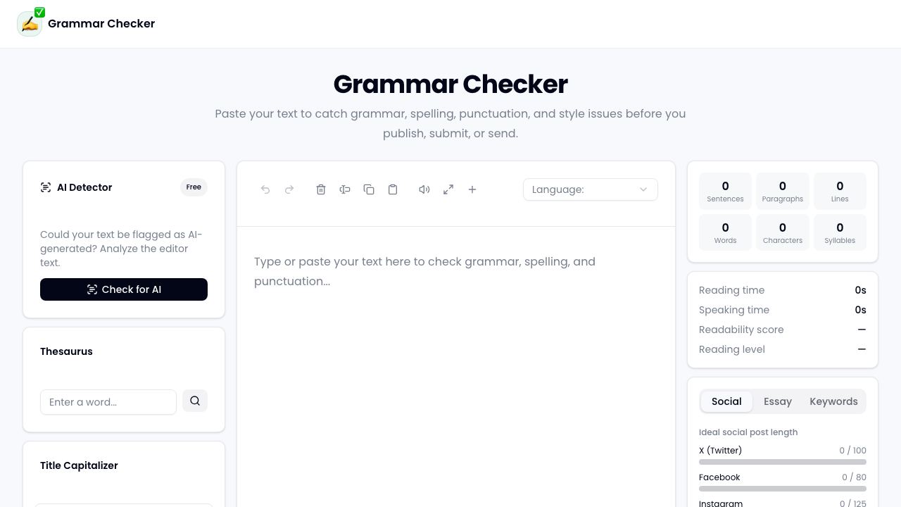 GrammarChecker 网站截图
