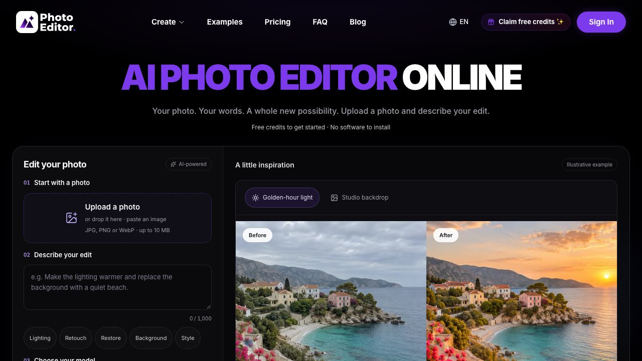 Photo Editor AI 网站截图