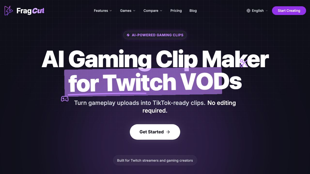 FragCut  - 10x faster clip creation with AI website screenshot
