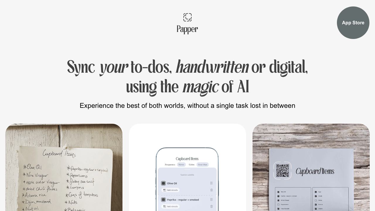 Papper: Scan Handwritten Todos 网站截图