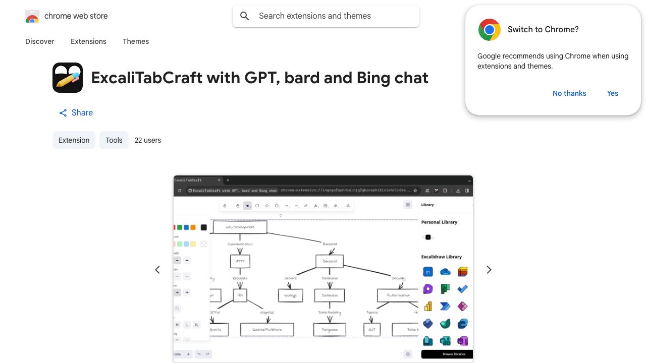 ExcaliTabCraft with GPT, bard and Bing chat 网站截图