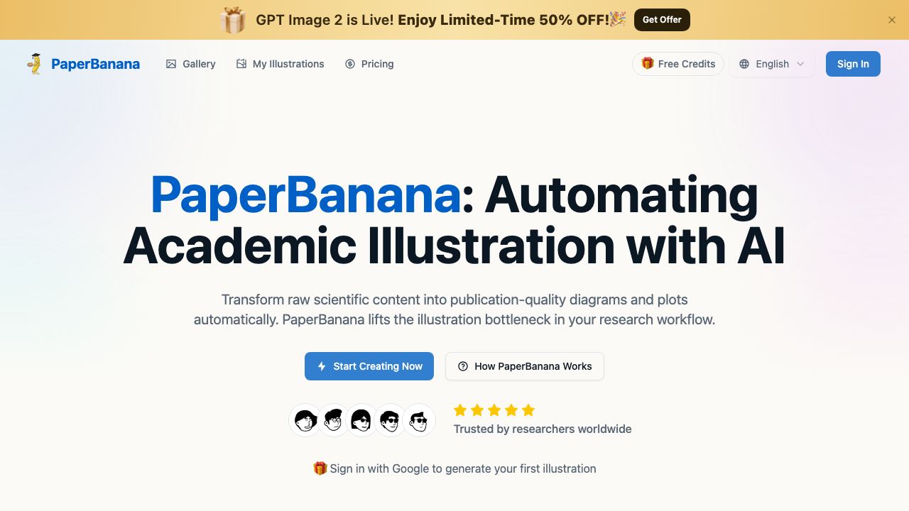 PaperBanana: AI Academic Illustration Generator website screenshot