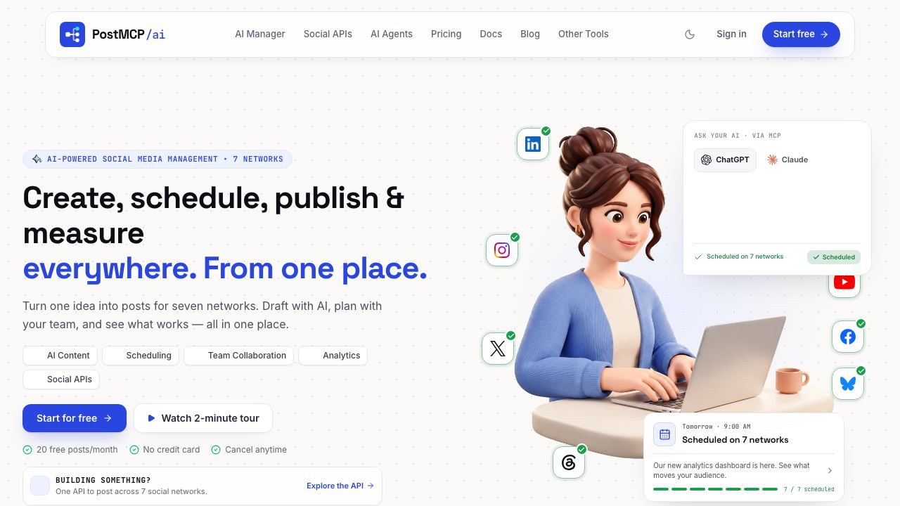 PostMcpAi website screenshot