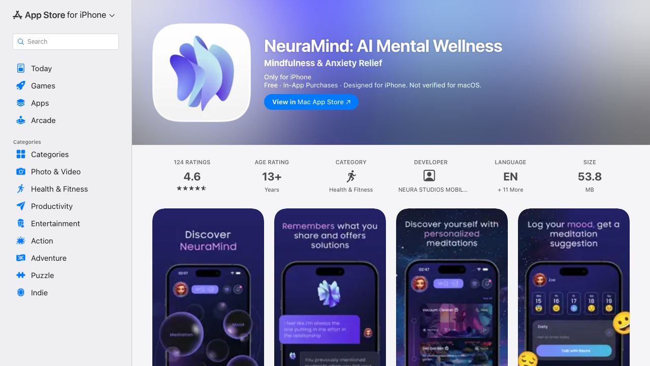 NeuraMind: Meditation & dream 网站截图